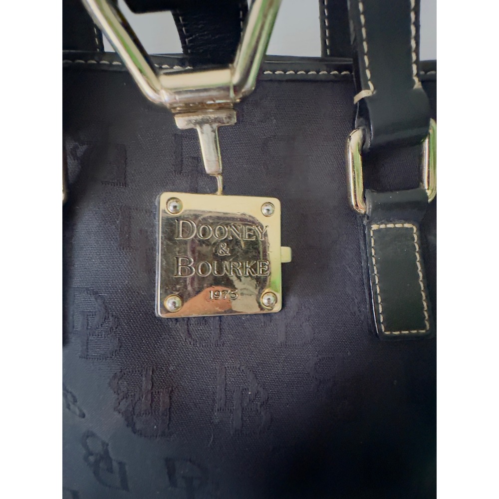 Dooney Bourke Black Signature Monogram Canvas Leather Trim Tote Bag - Picture 5 of 14